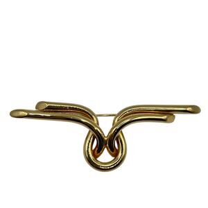 Vintage Designer Bijoux Cascio Knot Bar Brooch Gold Tone Costume Jewelry